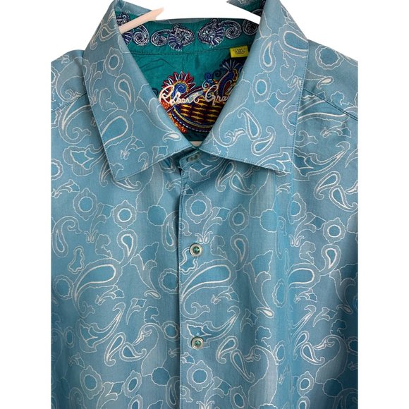 3XL Robert Graham Blue Contrast Trim Long Sleeve Shirt Classic Fit EUC 6513 - Picture 2 of 10